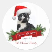 Grappig Sarcastisch Cat Santas Pet Kerst sticker (Voorkant)