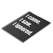 Grappig sarcastisch citaat dat ik kwam zag dat ik  notitieboek (Linkerzijde)