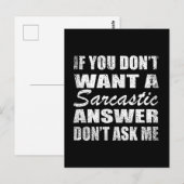 Grappig sarcastisch citaat humor sarcasme introver briefkaart (Voorkant / Achterkant)