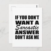 Grappig sarcastisch citaat humor sarcasme introver briefkaart (Voorkant / Achterkant)