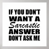 Grappig sarcastisch citaat humor sarcasme introver poster (Voorkant)