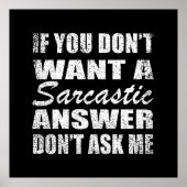 Grappig sarcastisch citaat humor sarcasme introver poster (Voorkant)