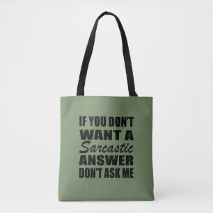 Grappig sarcastisch citaat humor sarcasme introver tote bag