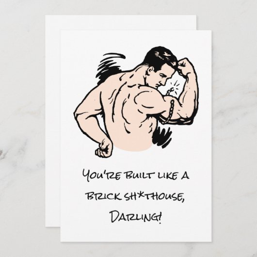 Grappig sarcastisch JE BENT GEBOUWD ALS aangepaste Feestdagenkaart (Voorkant / Achterkant)