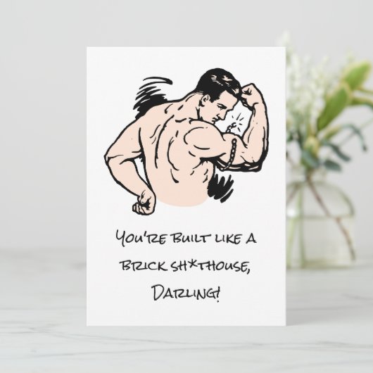 Grappig sarcastisch JE BENT GEBOUWD ALS aangepaste Feestdagenkaart (Staand voorkant)