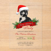 Grappig Sarcastisch Kat Santas Pet Kerstfeest Acryl Uitnodigingen (Voorkant)