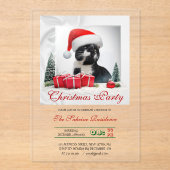 Grappig Sarcastisch Kat Santas Pet Kerstfeest Acryl Uitnodigingen (Voorkant)
