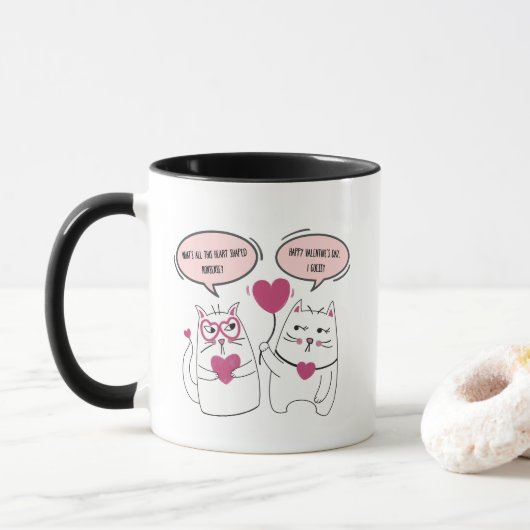 Grappig Sarcastisch Kattenkoppel Valentijnsdag Mok (Met donut)