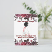 grappig sarcastisch lijn art vrouw briefkaart (Staand voorkant)