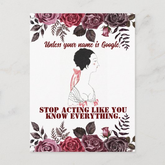  grappig sarcastisch lijn art vrouw briefkaart (Voorkant)