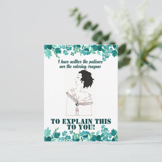  Grappig Sarcastisch Line Art Vrouw Briefkaart (Staand voorkant)