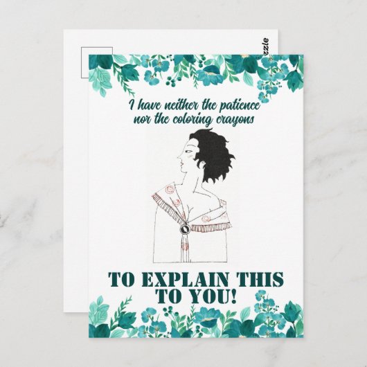  Grappig Sarcastisch Line Art Vrouw Briefkaart (Voorkant / Achterkant)