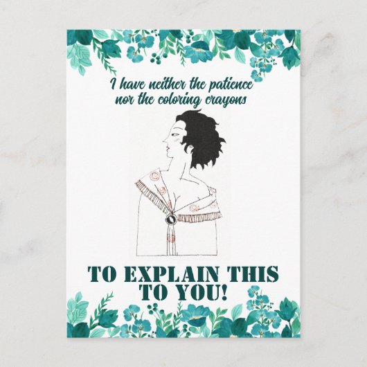 Grappig Sarcastisch Line Art Vrouw Briefkaart (Voorkant)
