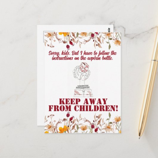 Grappig Sarcastisch Line Art Vrouw Briefkaart (Voorkant / Achterkant in situ)