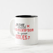 Grappig sarcastisch probleem voeg naam toe tweekleurige koffiemok (Voorkant links)