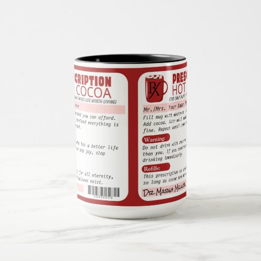 Grappig sarcastisch recept warme chocolade cacao mok (Midden)