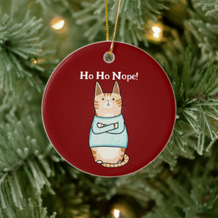 Grappig Sarcastisch Sinaasappel Cat Ho Ho Nope Vak Keramisch Ornament