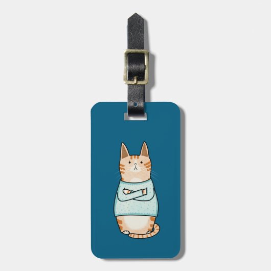 Grappig Sarcastisch Sinaasappel Cat Nope Bagagelabel (Voorkant verticaal)