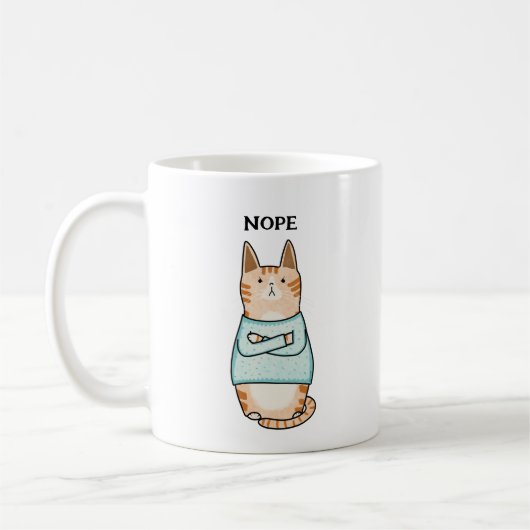 Grappig Sarcastisch Sinaasappel Cat Nope Koffiemok (Links)