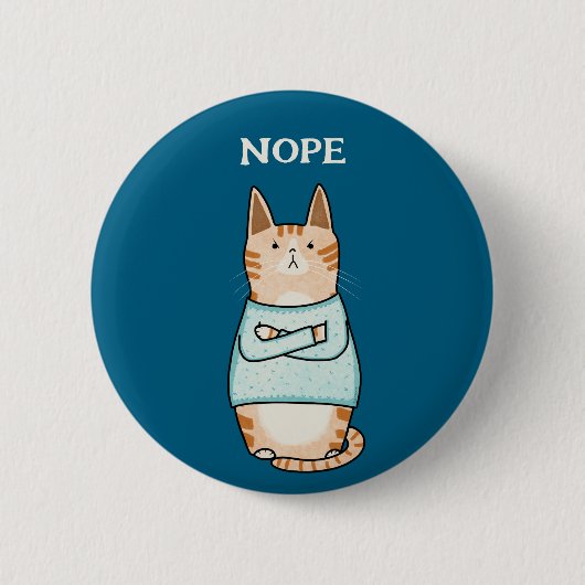 Grappig Sarcastisch Sinaasappel Cat Nope Ronde Button 5,7 Cm (Voorkant)