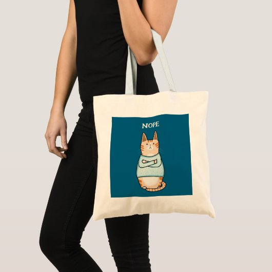 Grappig Sarcastisch Sinaasappel Cat Nope Tote Bag (Voorkant (product))