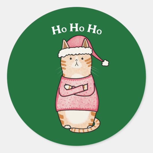 Grappig Sarcastisch Sinaasappel Kattenkerst Ronde Sticker (Voorkant)