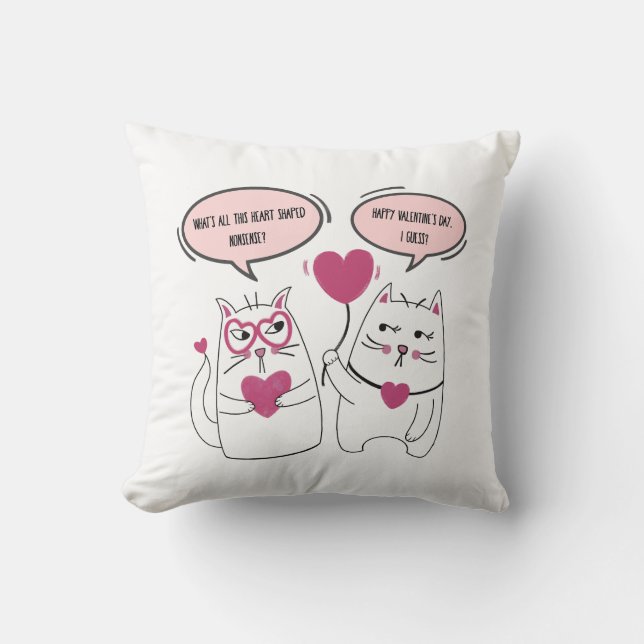 Grappig Sarcastisch Valentijnsdag Kattenpaar Kussen (Voorkant)