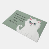 Grappig Sarcastisch Witte Kat Custom Salie Groen Deurmat (Schuin)