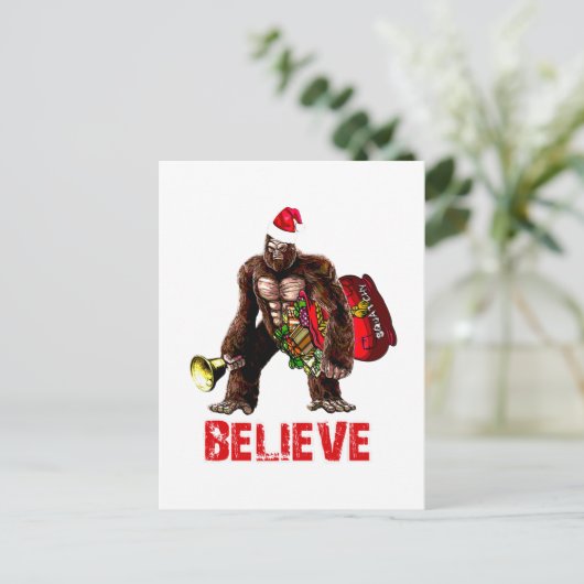 Grappig Sasquatch Sinterklaas Kerstmisontwerp Feestdagenkaart (Staand voorkant)