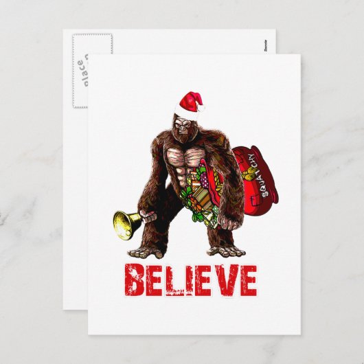 Grappig Sasquatch Sinterklaas Kerstmisontwerp Feestdagenkaart (Voorkant / Achterkant)