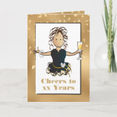 Grappig Sassy Classy Gold Glitter Cartoon Verjaard Kaart (Voorkant)