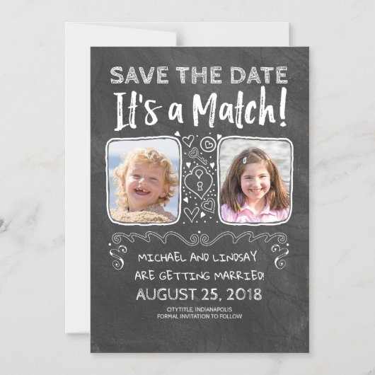 Grappig Save the Date - het is een match Magnetische Uitnodiging (Voorkant)