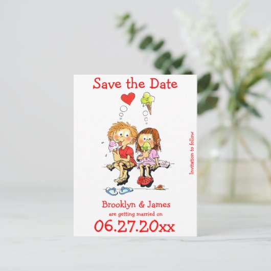 Grappig, Save the Dates Briefkaarten (Staand voorkant)