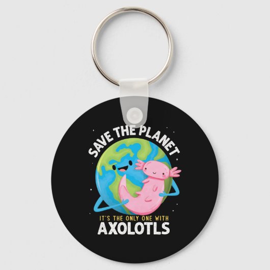 Grappig Save the Planet Axolotl Jongens Meisjes Le Sleutelhanger (Voorkant)