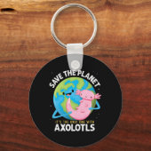 Grappig Save the Planet Axolotl Jongens Meisjes Le Sleutelhanger (Voorkant)