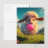 Grappig schaap kauwen roze bubble gom briefkaart (Voorkant / Achterkant)