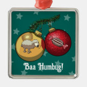Grappig Schaap Kerst Snoep Baa Humbug Cartoon Metalen Ornament (Voorkant)