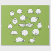 Grappig schaap met yoga, schets cadeaupapier (Vlak)