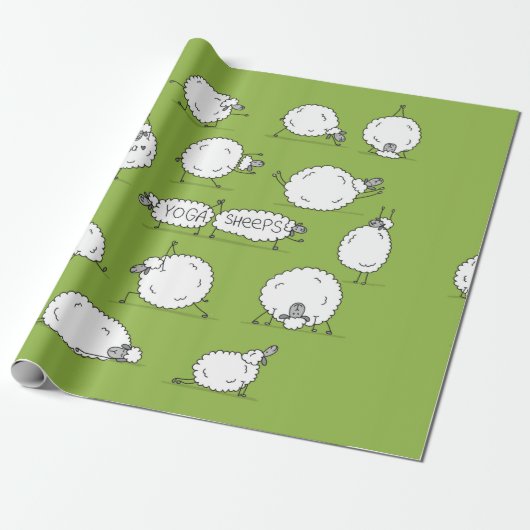 Grappig schaap met yoga, schets cadeaupapier (Uitgerold)