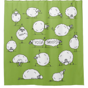 Grappig schaap met yoga, schets douchegordijn