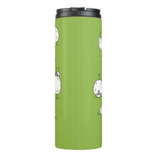 Grappig schaap met yoga, schets thermosbeker (Achterkant)