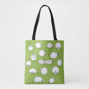Grappig schaap met yoga, schets tote bag
