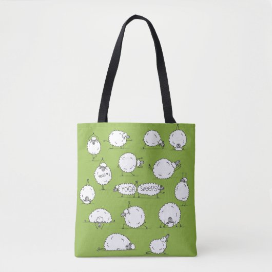 Grappig schaap met yoga, schets tote bag (Voorkant)
