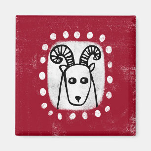 Grappig Schaap Ram Op Rode Koelkast Magneet