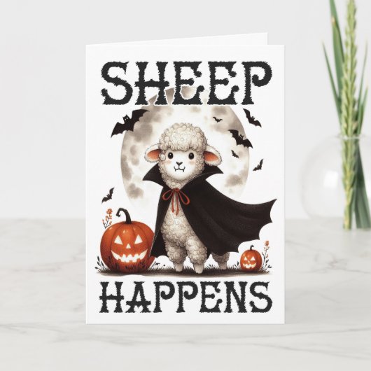 Grappig  schaap tijdens Halloween Feestdagen Kaart (Voorkant)
