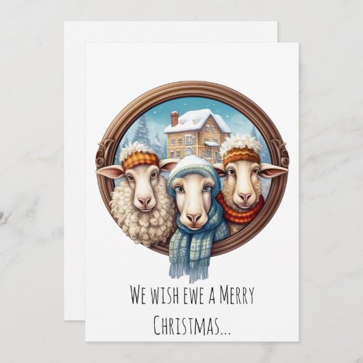 Grappig Schaap Trio Feestdagenkaart (Voorkant / Achterkant)