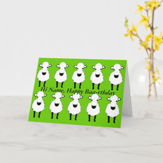 Grappig Schaap verjaardag, baa verjaardag, voeg na Kaart (Gele Bloem)