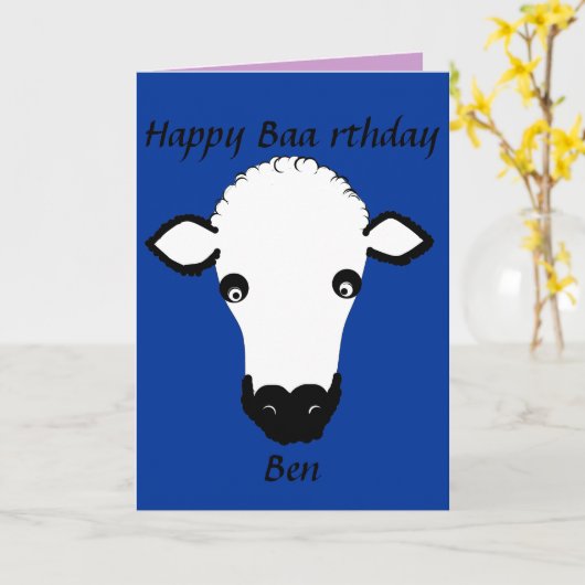 Grappig Schaap verjaardag, baa verjaardag, voeg na Kaart (Gele Bloem)