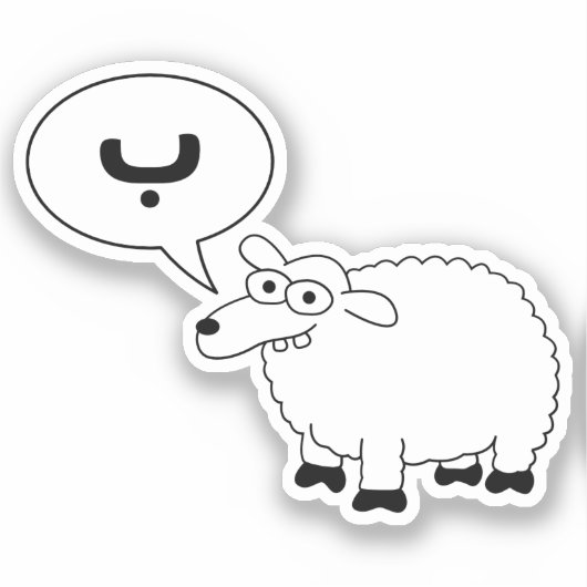 Grappig schaap zegt Ba B in Arabische Spun Letter Sticker (Voorkant)
