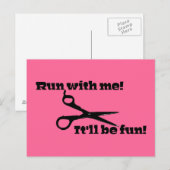 Grappig - schaar - "Ren met mij!" Briefkaart (Voorkant / Achterkant)